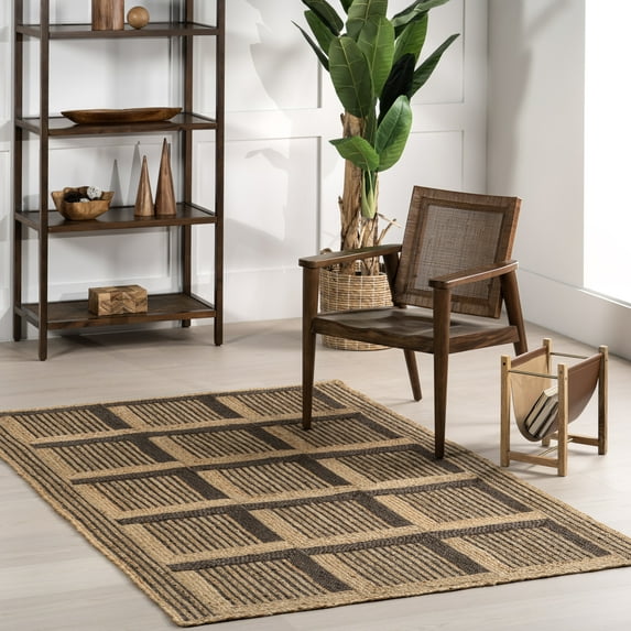 nuLOOM Aletta Geometric Tiled Jute Area Rug, 4' x 6', Natural