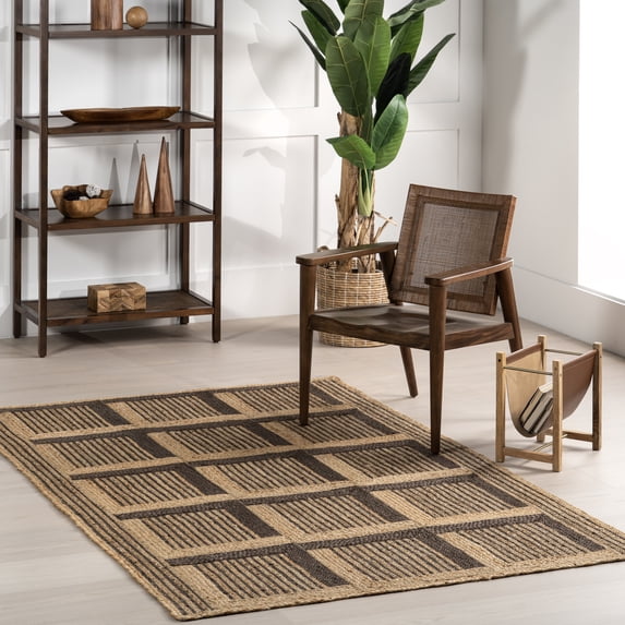 nuLOOM Aletta Geometric Tiled Jute Area Rug, 9' x 12', Natural