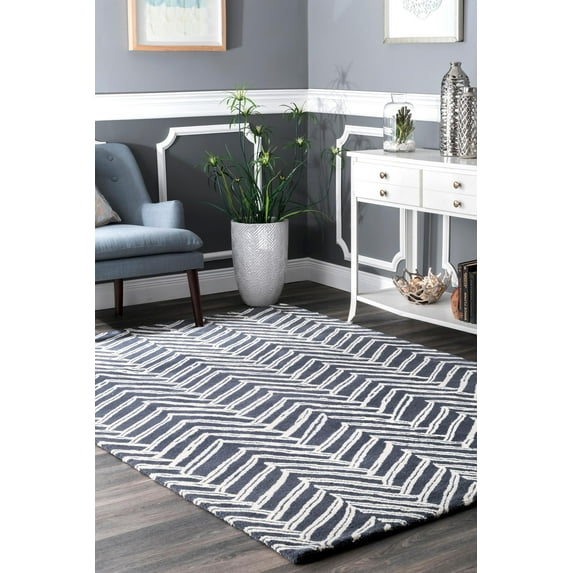 nuLOOM Alex Hand Tufted Wool Area Rug, 8' 3" x 11', Denim