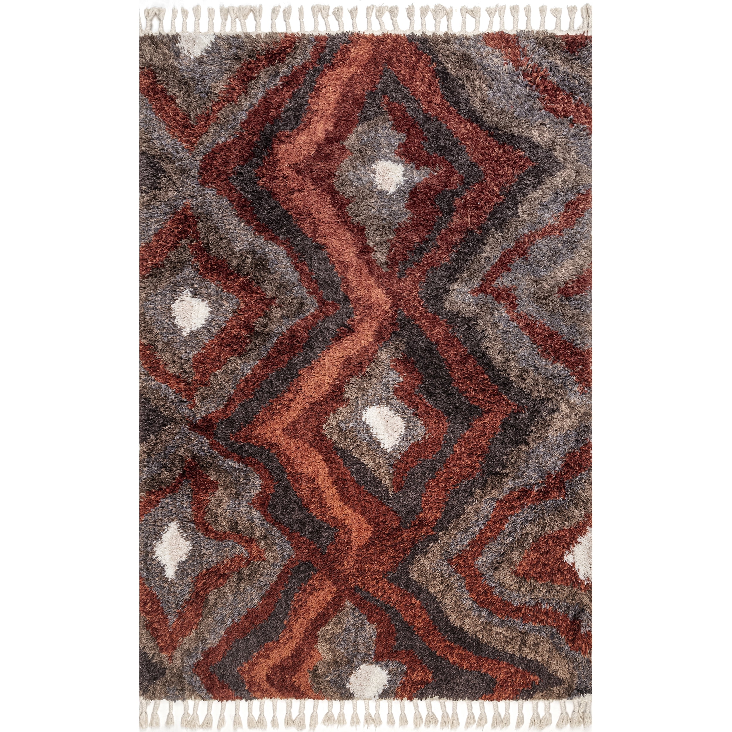 nuLOOM Alexia Abstract Diamond Shaggy Tassel Area Rug, 4' x 6', Multi
