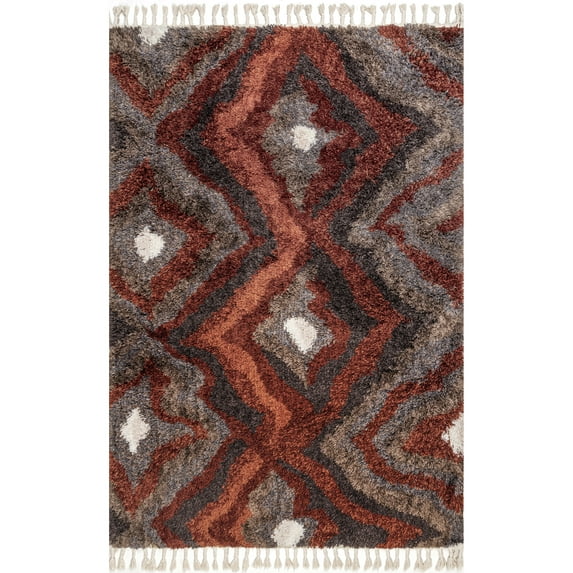 nuLOOM Alexia Abstract Diamond Shaggy Tassel Area Rug, 5' 3" x 7' 6", Multi