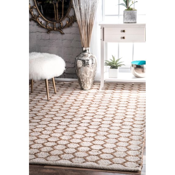nuLOOM Alisha Honeycomb Reversible Jute Area Rug, 5' x 8', Natural