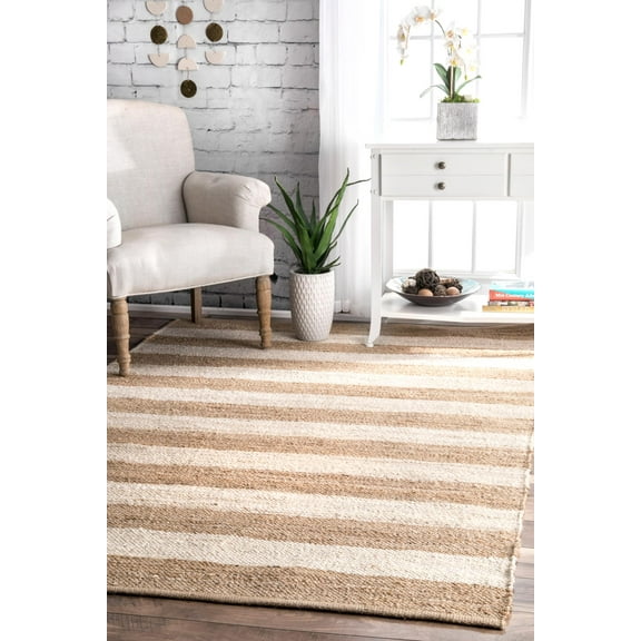 nuLOOM Alisia Flatweave Stripes Jute Area Rug, 7' 6" x 9' 6", Off White