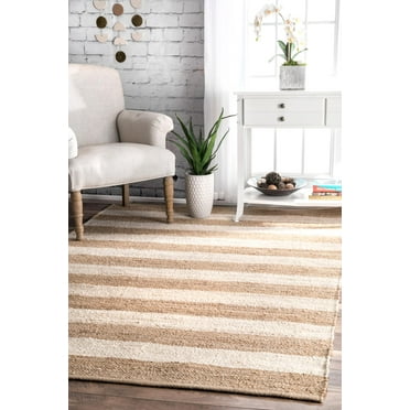 nuLOOM Alisia Flatweave Stripes Jute Runner Rug, 2' 6" x 8', Off White