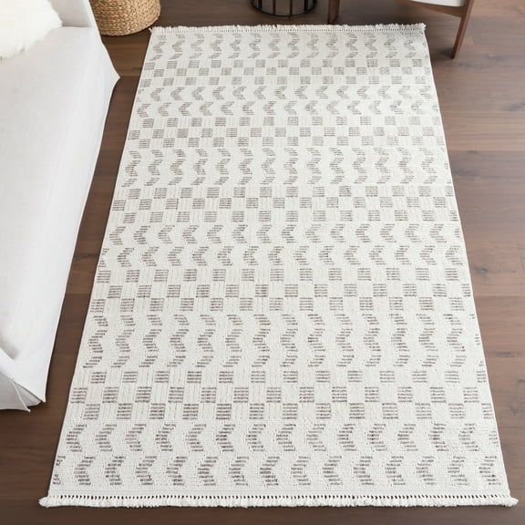 nuLOOM Allona Geometric Tassels Area Rug, 4' x 6', Allona Ivory