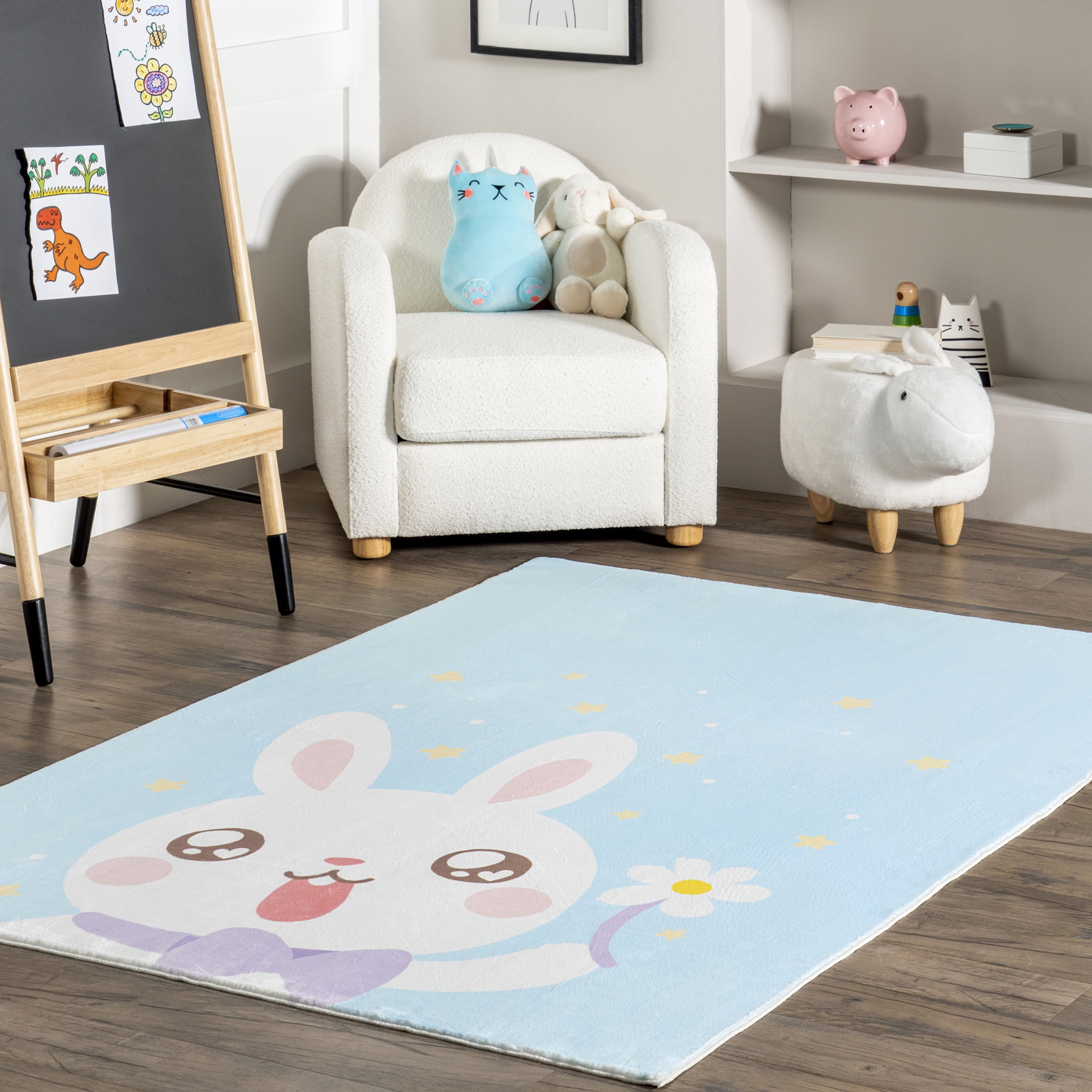 nuLOOM Aloisia SpinClean Bunny Machine Washable Area Rug, 7' 6" x 9' 6", Aloisia Blue