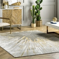 nuLOOM Amaya Abstract Area Rug, 5', Round, Gold
