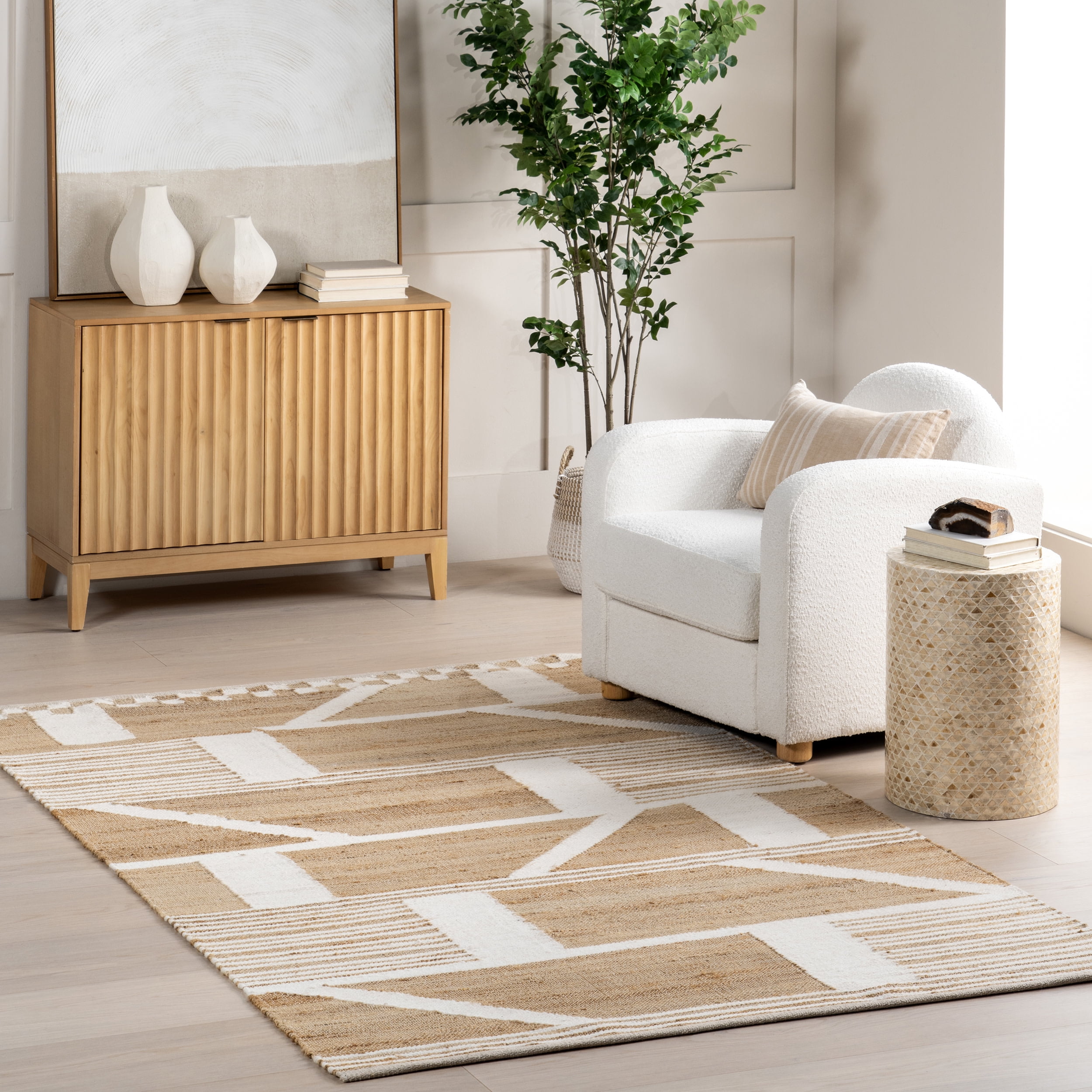Tiled Rugs nuLOOM Ambrosia Geometric Tiled Jute Blend Area Rug, 8' x 10', Natural ...