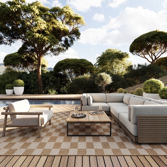 nuLOOM Amorielle Modern Checkered Indoor/Outdoor Area Rug, 5' x 8', Amorielle Ivory