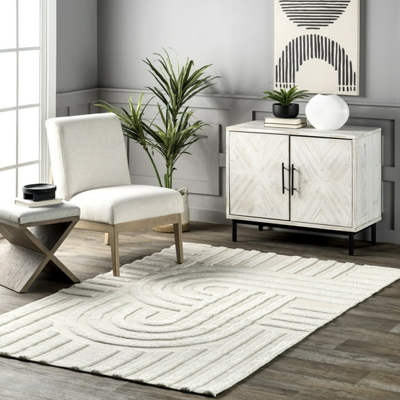 Rugs USA Downtown Textured Area Rug, 3' x 5', Ana Ivory