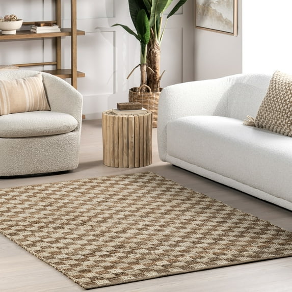 nuLOOM Aneira Checkered Jute Area Rug, 4' x 6', Aneira Natural