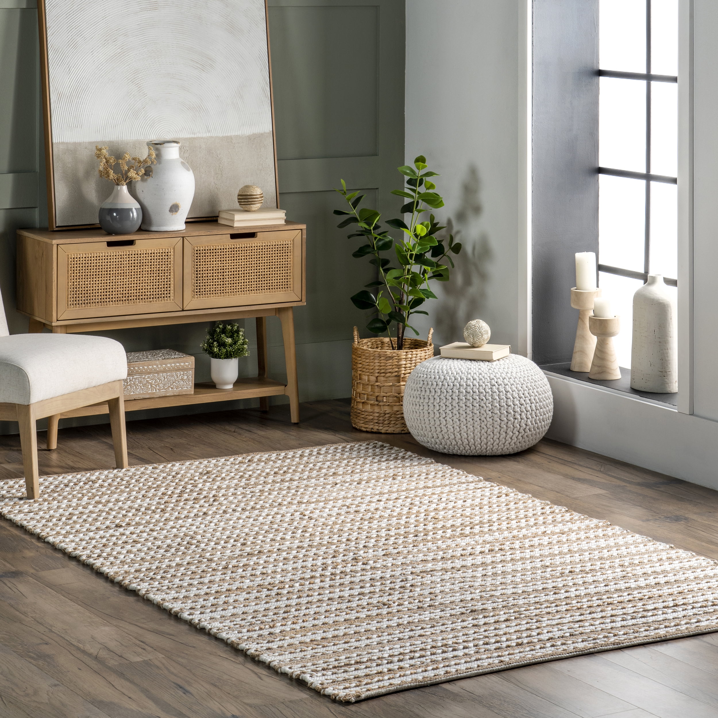 nuLOOM Angelique Casual Striped Jute Blend Area Rug, 5' x 8', Natural