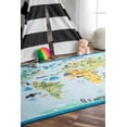 thumbnail image 1 of nuLOOM Animal World Map Kids Accent Rug, 3' 3" x 5', Baby Blue, 1 of 3