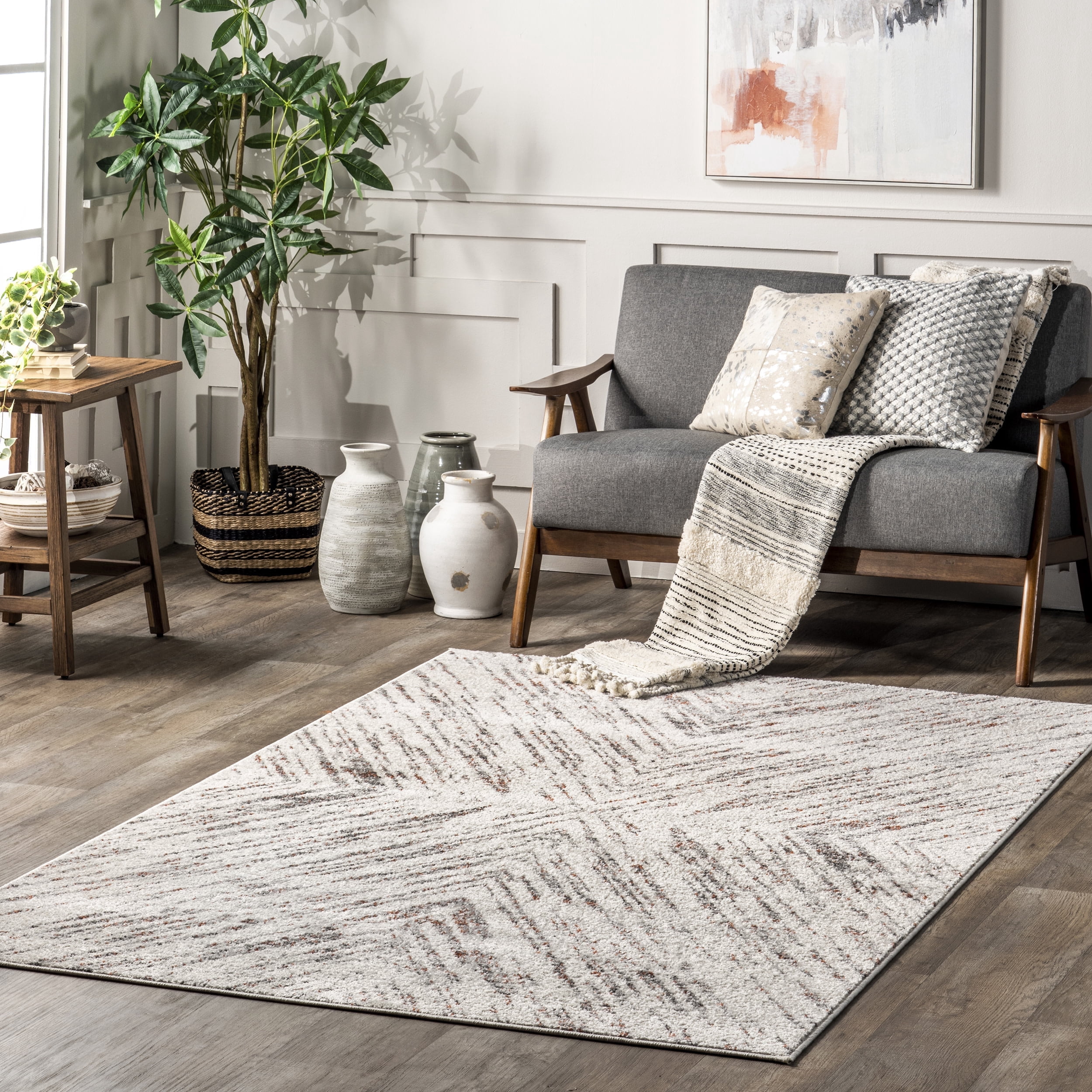 nuLOOM Annalisa Contemporary Cross Area Rug, 8' x 10', Light Gray