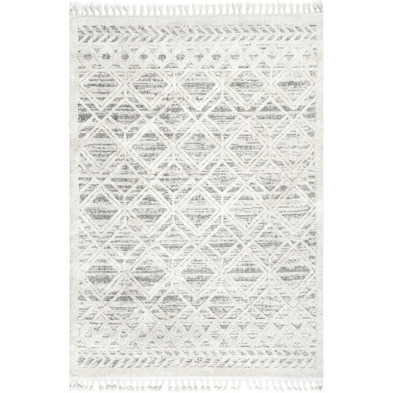 nuLOOM Ansley Soft Lattice Textured Tassel Area Rug, 9' x 12', Beige