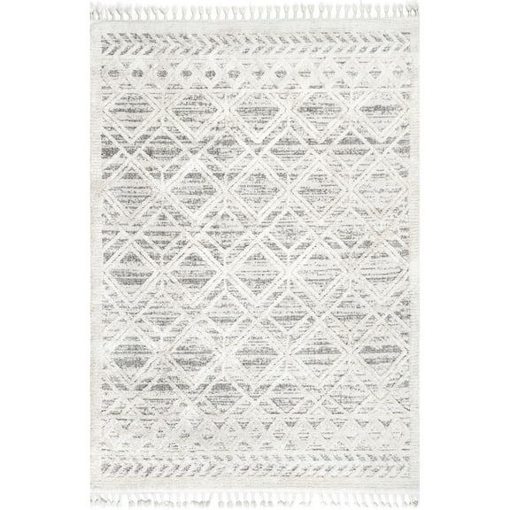 nuLOOM Ansley Soft Lattice Textured Tassel Area Rug, 9' x 12', Beige