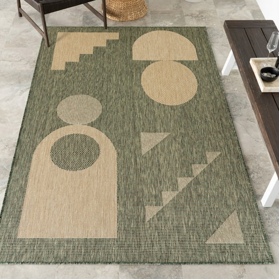 nuLOOM Anslie Geometric Indoor/Outdoor Area Rug, 5' x 8', Anslie Green