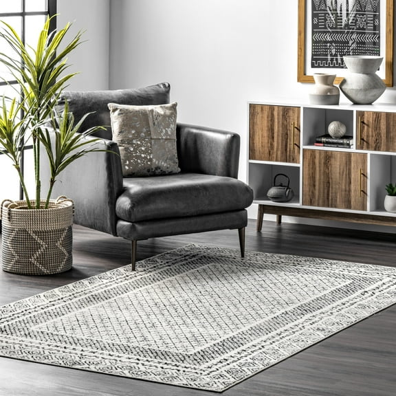 nuLOOM Arabella Contemporary Bordered Area Rug, 4' x 6', Arabella Light Grey