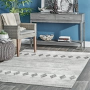 nuLOOM Tinsley Faded Geometric Banded Area Rug, 3' x 5', Harper Grey