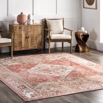 nuLOOM Vanesa Transitional Medallion Fringe Area Rug, 8' x 10', Rust ...
