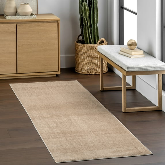 nuLOOM Argelia Solid Machine Washable Area Rug, 2' 6" x 8', Runner, Argelia Beige