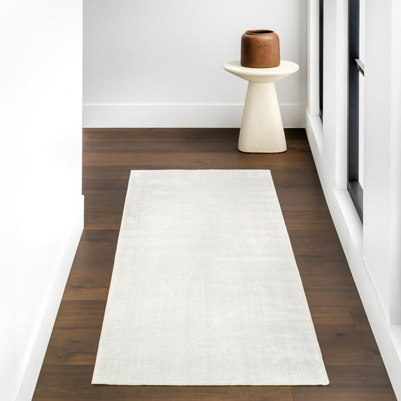 nuLOOM Argelia Solid Machine Washable Area Rug, 2' 6" x 8', Runner, Argelia Cream