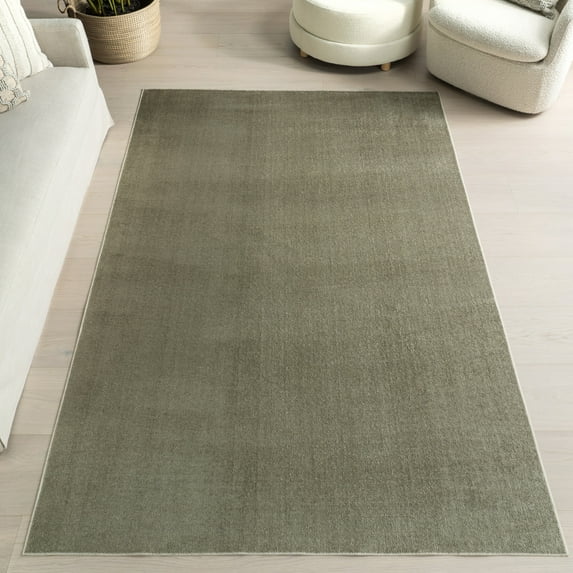 nuLOOM Argelia Solid Machine Washable Area Rug, 4' x 6', Argelia Sage Green