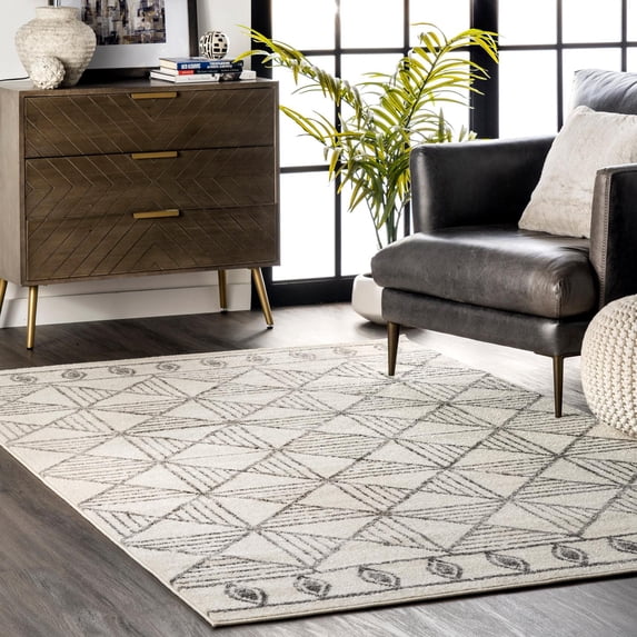 nuLOOM Aria Geometric Tiles Area Rug, 10' x 14', Off White
