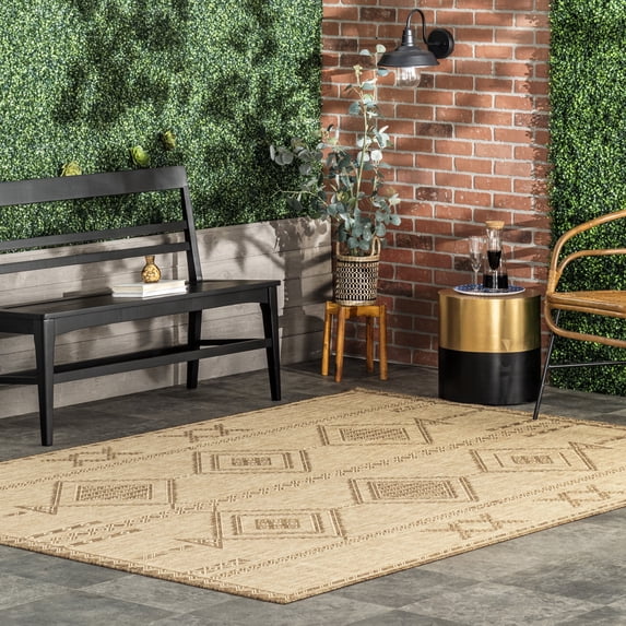 nuLOOM Aria Tribal Transitional Indoor/Outdoor Area Rug, 5' x 8', Beige