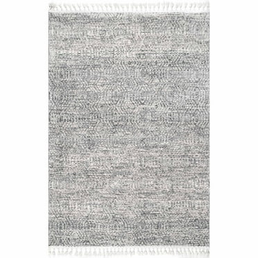 nuLOOM Arielle Soft Trellis Textured Tassel Area Rug, 4' x 6', Gray