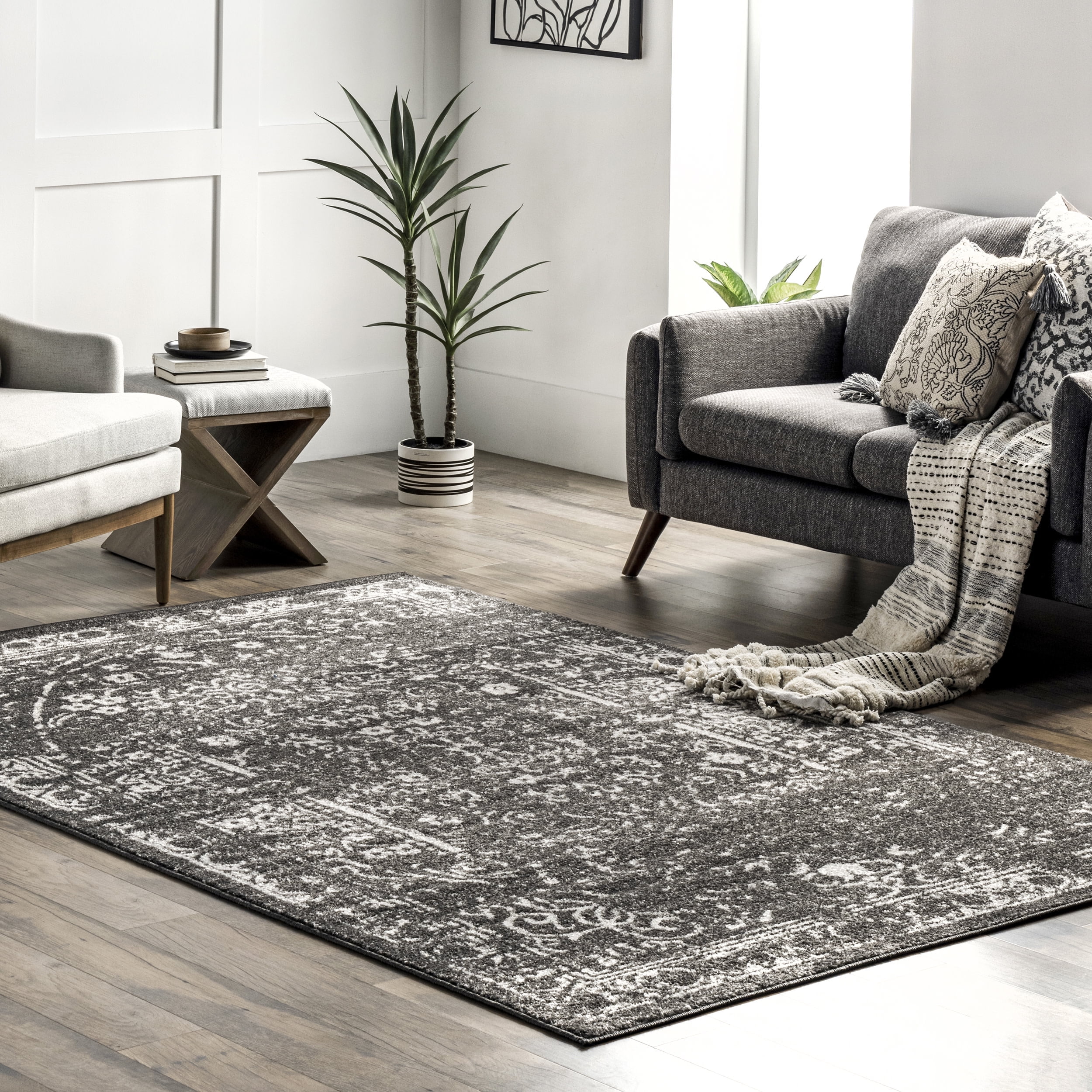 nuLOOM Arlena Vintage Traditional Area Rug, 10' x 14', Charcoal