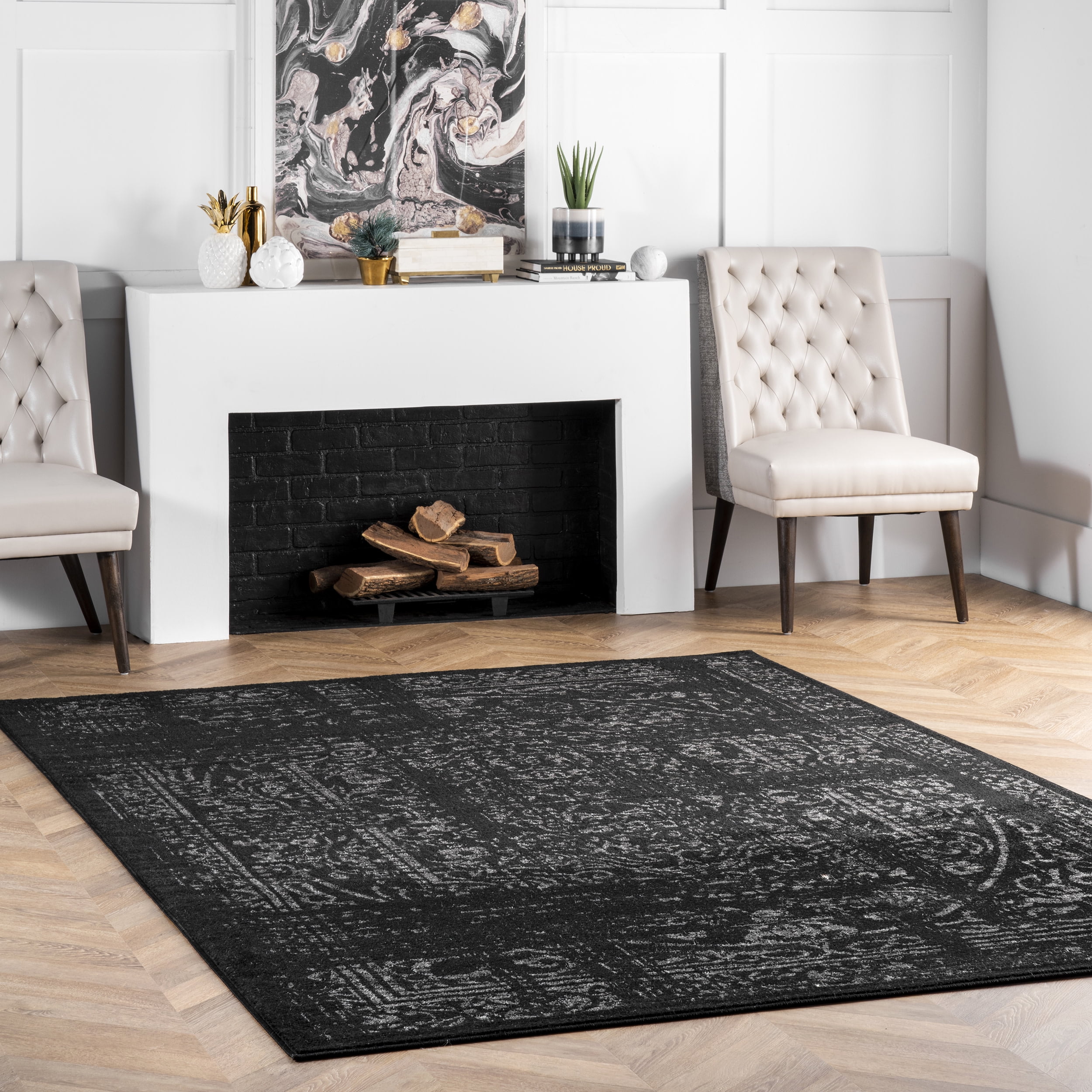 nuLOOM Arlena Vintage Traditional Area Rug, 2' x 3', Black