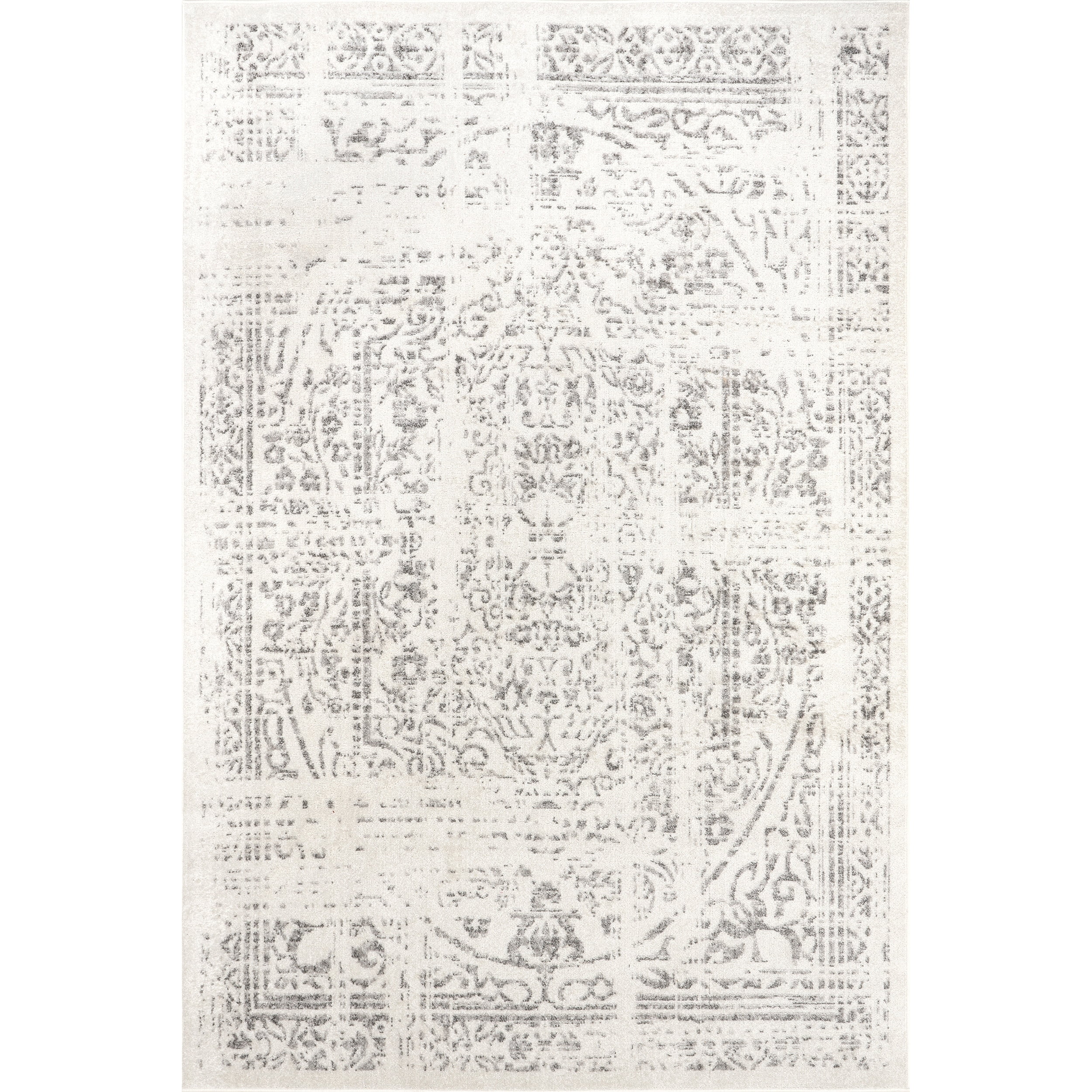 Gray 6' Square Synthetic Reversible Area Rug