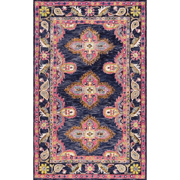 nuLOOM Artie Bohemian Wool Area Rug, 7' 6" x 9' 6", Navy