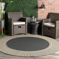 thumbnail image 1 of nuLOOM Asha Simple Striped Indoor/Outdoor Area Rug, 6' 7", Round, Asha Dark Grey, 1 of 11