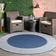 thumbnail image 1 of nuLOOM Asha Simple Striped Indoor/Outdoor Area Rug, 6' 7", Round, Asha Navy, 1 of 9