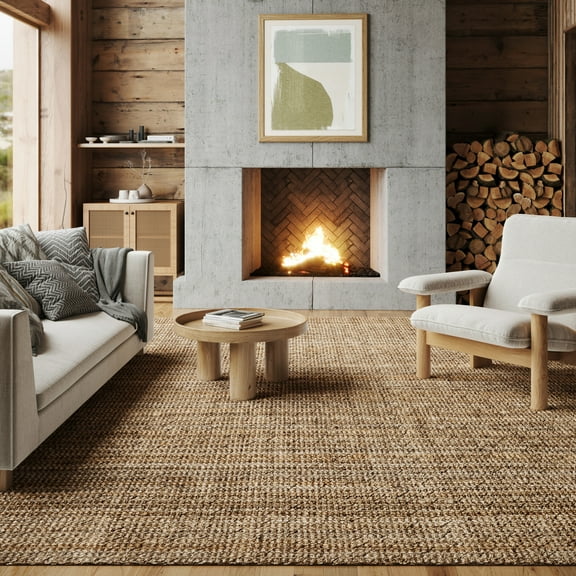 nuLOOM Ashli Solid Farmhouse Jute Area Rug, 4' x 6', Ashli Natural