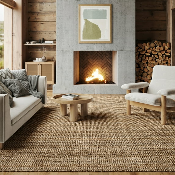 nuLOOM Ashli Solid Farmhouse Jute Area Rug, 5' x 8', Ashli Natural