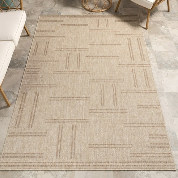 nuLOOM Asuka Geometric Indoor/Outdoor Area Rug, 4' x 6', Asuka Light Beige