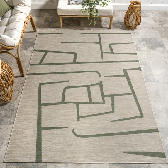 nuLOOM Atara Geometric Indoor/Outdoor Area Rug, 5' 3" x 7' 7", Atara Green