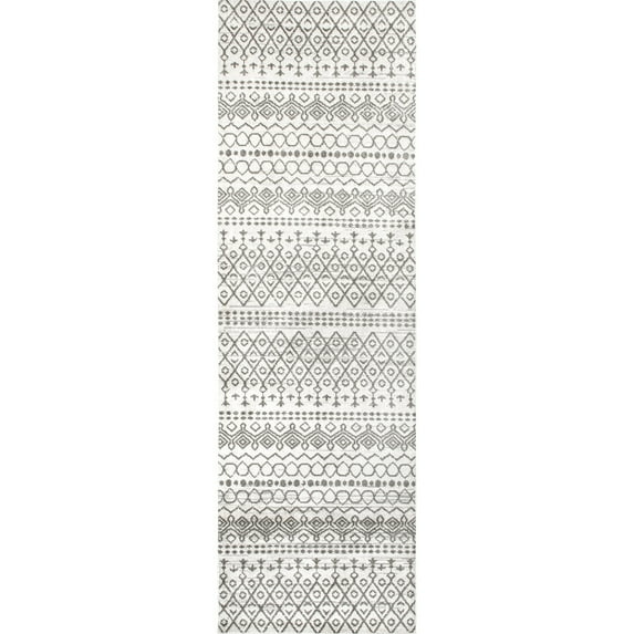 nuLOOM Audrey Machine Washable Geometric Moroccan Runner Rug, 2' 6" x 8', Ivory