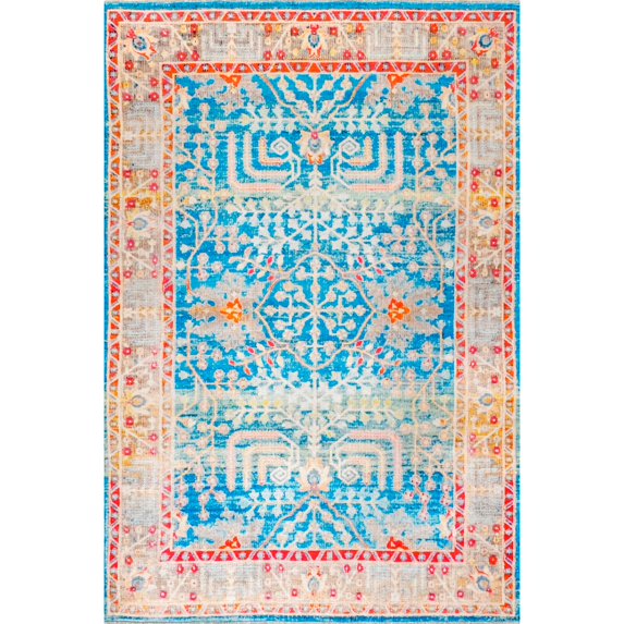 nuLOOM Azalea Persian Printed Flatweave Area Rug, 7' 10" x 10', Blue