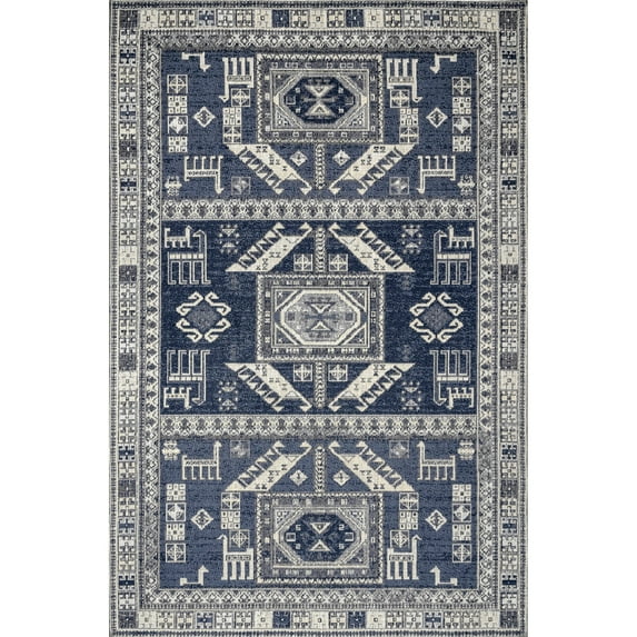 nuLOOM Aztec Sahiry Wool Area Rug, 5' x 8', Navy