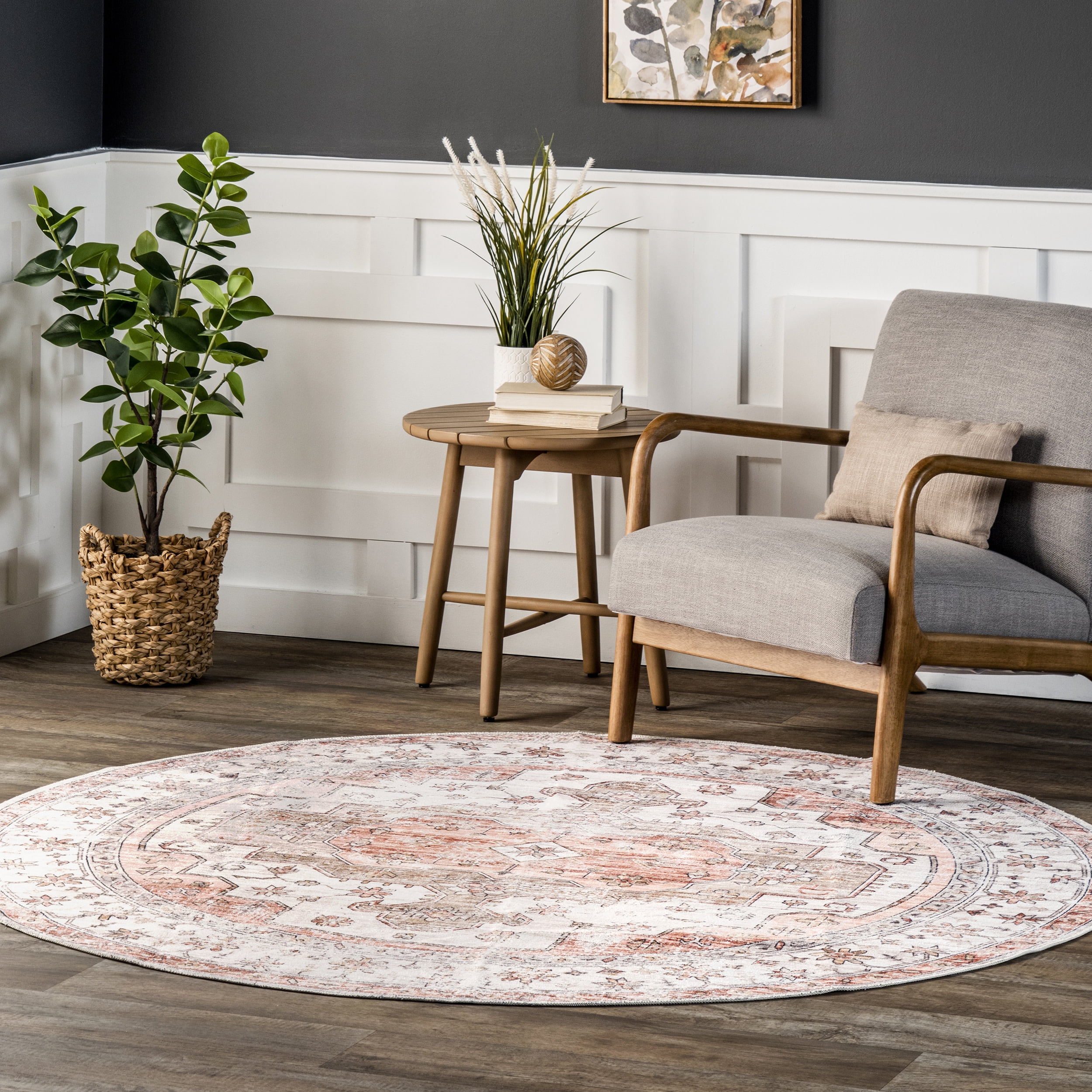 nuLOOM Banks Vintage Machine Washable Area Rug, 8', Beige