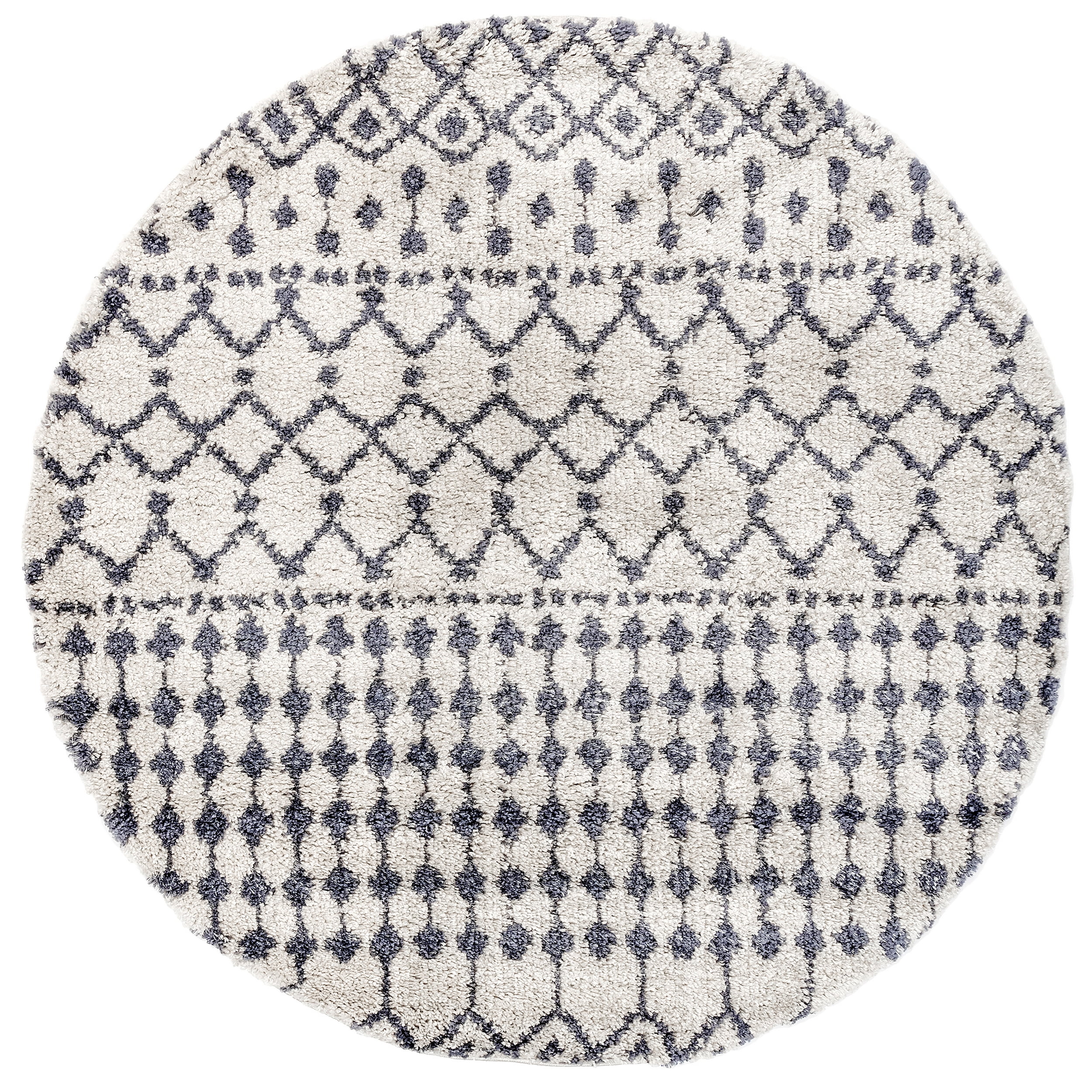 Beige and Blue Oval Trellis Shag Area Rug