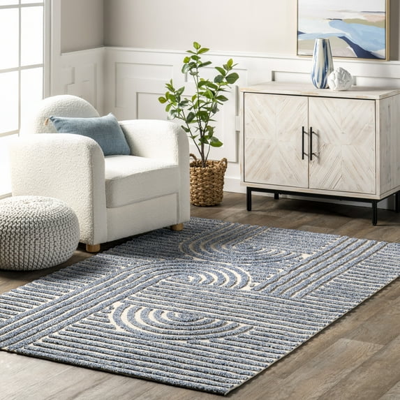 nuLOOM Beatrix Modern Striped High/Low Area Rug, 5' x 8', Blue