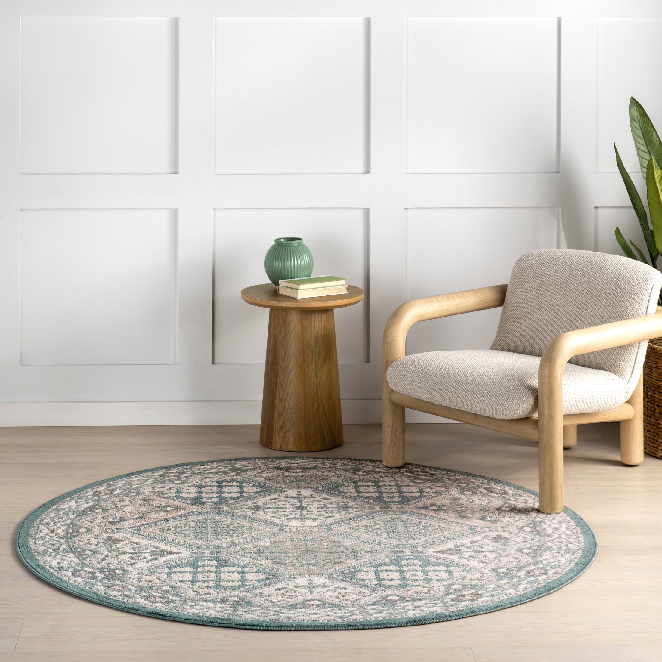 nuLOOM Becca Traditional Tiled Area Rug, 6', Round, Becca Blue ...