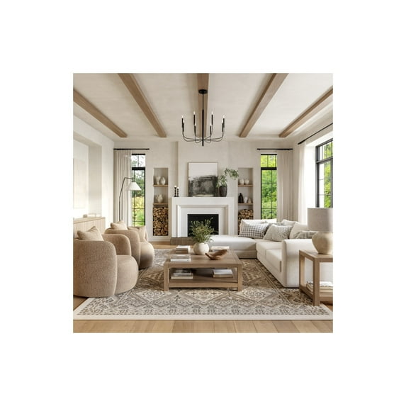 nuLOOM Becca Traditional Tiled Area Rug, 8', Square, Becca Beige