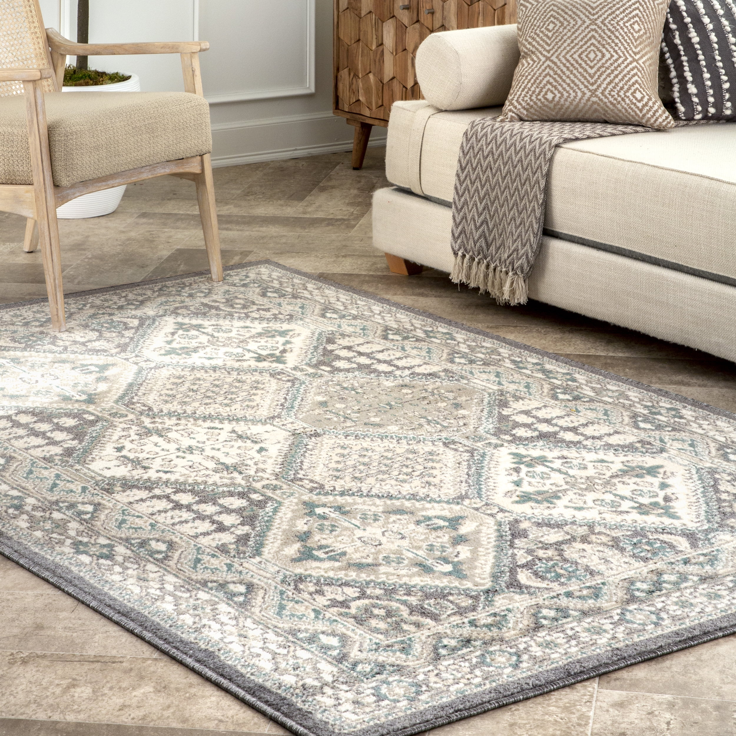 nuLOOM Becca Traditional Tiled Area Rug, 8' x 10', Charcoal