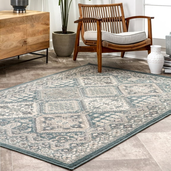 nuLOOM Becca Traditional Tiled Blue 3' x 5' Transitional Area Rug